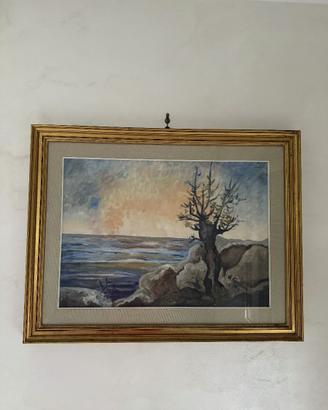 Quadro olio su tela "Tramonto sul mare"
