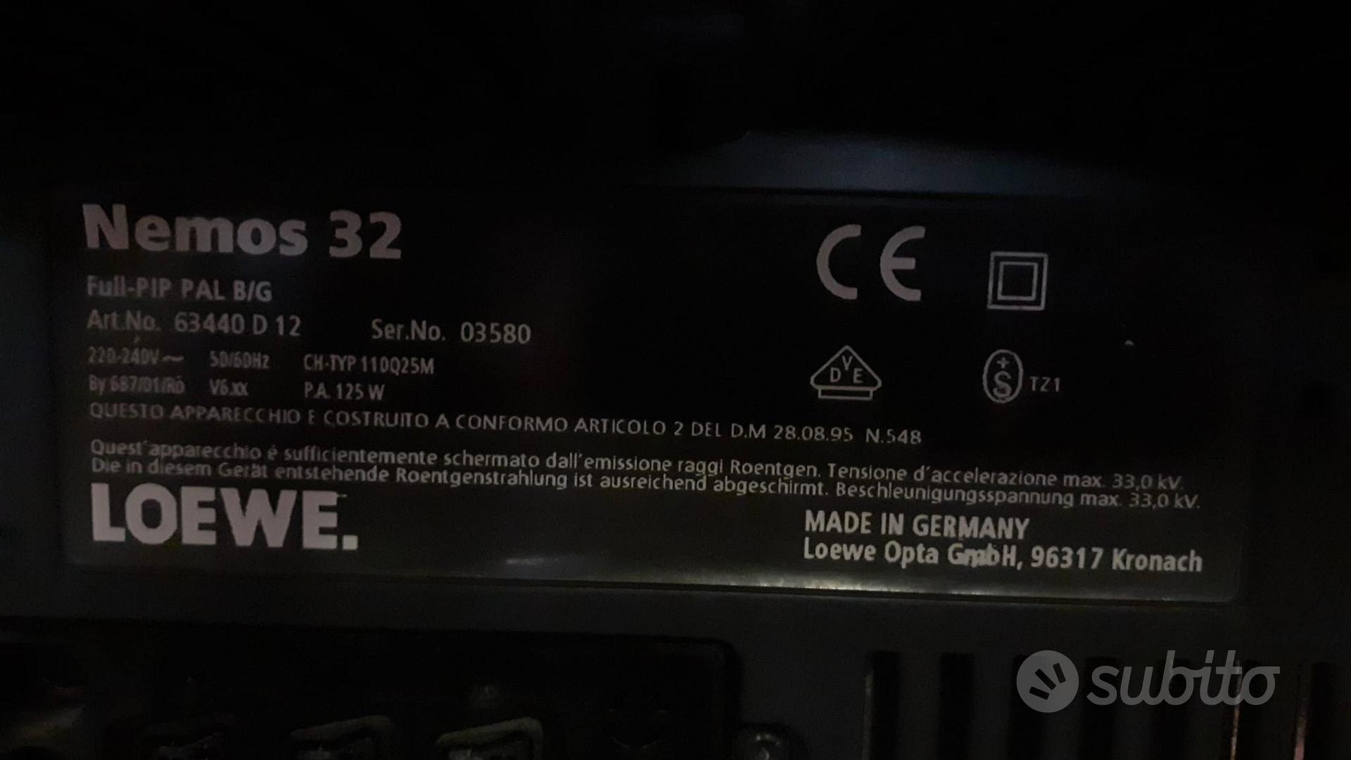 TV LOEWE NEMOS 32 TUBO CATODICO COME NUOVO Audio/Video In