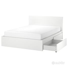 MALM Struttura letto alta/4 contenitori