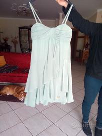 Abito cocktail verde chiaro di seta