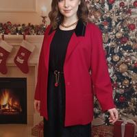  Blazer Rosso Ciliegia Vintage Lana con Collo in V