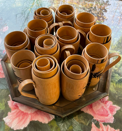 Servizio bicchieri vintage in autentico bambù