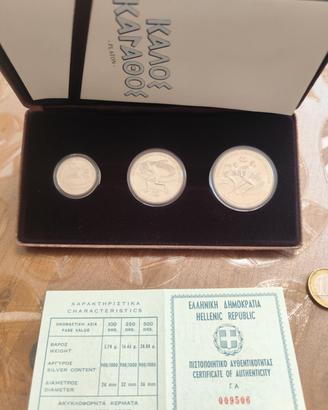 trittico Grecia dracme argento olimpiadi