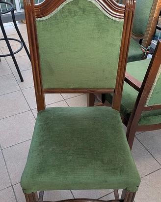 Sedie antiche velluto verde