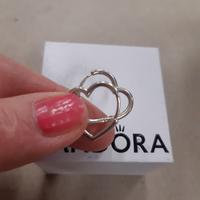 Pandora orecchini argento a cuore cm 2