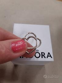 Pandora orecchini argento a cuore cm 2