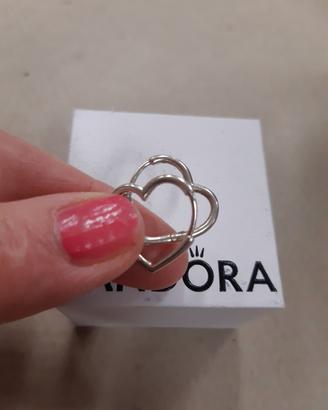 Pandora orecchini argento a cuore cm 2