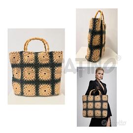 BORSA D A MANO SABBIA/MARR TRICOT MANICI BAMBU'