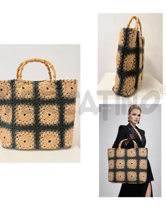 BORSA D A MANO SABBIA/MARR TRICOT MANICI BAMBU'