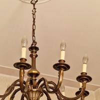 Lampadario vintage 8 Luci ottone/bronzo candele
