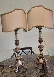 Coppia torciere d'altare del 1700 lampade paralume