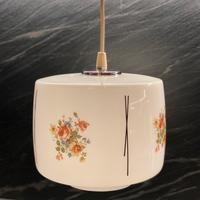 Lampadario Vintage  Vetro Opalino Bianco