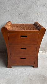 Cassettiera in Vimini e Legno Mobile anni ’80