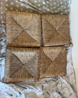 Sedute in paglia per sedie quadrate x4