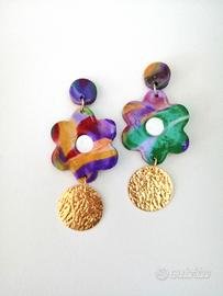 orecchini pendenti argilla polimerica fatto a mano