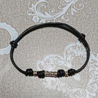 Bracciale argento Dodo in tessuto uomo nero