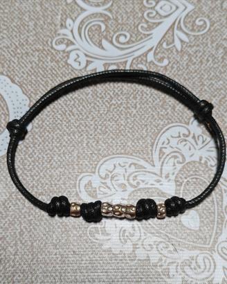 Bracciale argento Dodo in tessuto uomo nero