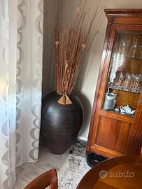 Grande Vaso Decorativo con Piante Secche e Nappe