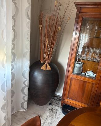 Grande Vaso Decorativo con Piante Secche e Nappe