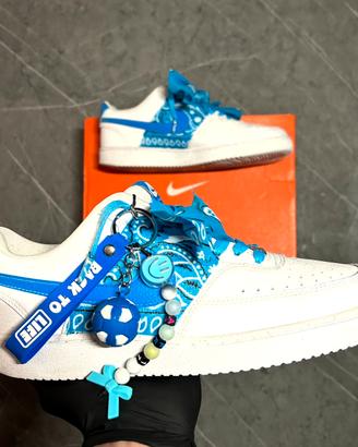 💙Nike Air Force 1 Custom Bandana Azzurra – Nuove