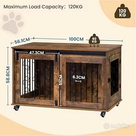 kennel gabbia cane in legno e metallo 