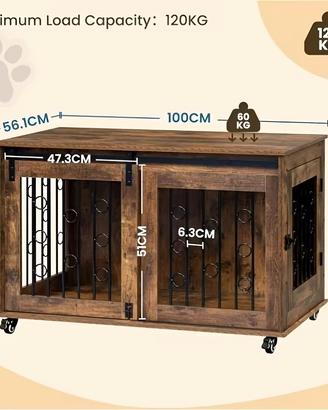 kennel gabbia cane in legno e metallo 