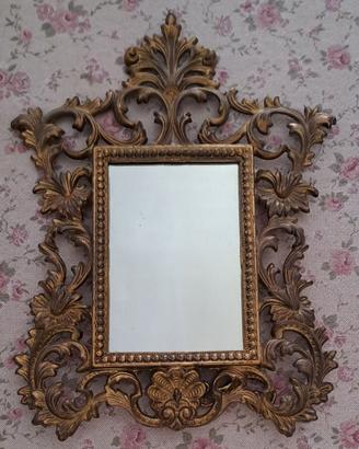 Cornice con specchio in bronzo dorato al mercurio