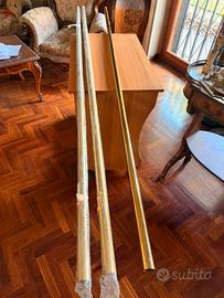 3 bastoni per tende in ottone 225 cm + accessori