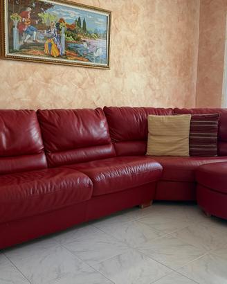 divano in vera pelle rosso scuro/bordò 
