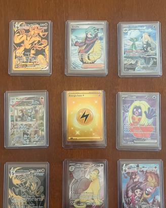 Lotto 9 Carte Pokémon Rare + Toploader INCLUSI!