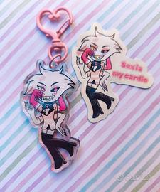 Bundle Angel Dust Hazbin hotel keychain + sticker 