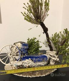 Decorazione presepe con cigno e palme