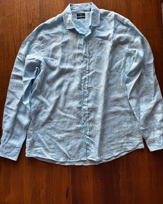 Liu Jo Camicia in Lino Taglia 43 Uomo Azzurro Chia