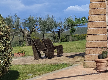 Sedie a dondolo in rattan intrecciato naturale