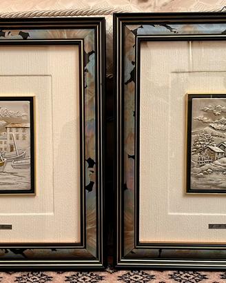 Coppia quadri MIDA bassorilievo in argento