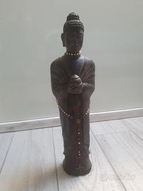 statua intarsiata in legno buddha inizio 900