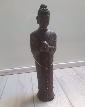 statua intarsiata in legno buddha inizio 900