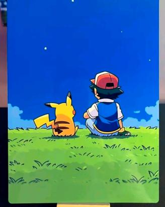 Poster Metal Pokemon Pikachu e Ash sotto le stelle