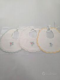 bavette neonato in piquet puro cotone 3 pezzi