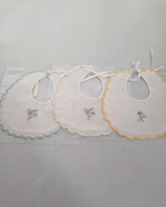bavette neonato in piquet puro cotone 3 pezzi