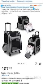 Trasportino zaino cane gatto con Trolley L  nuovo
