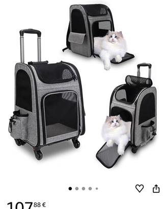 Trasportino zaino cane gatto con Trolley L  nuovo