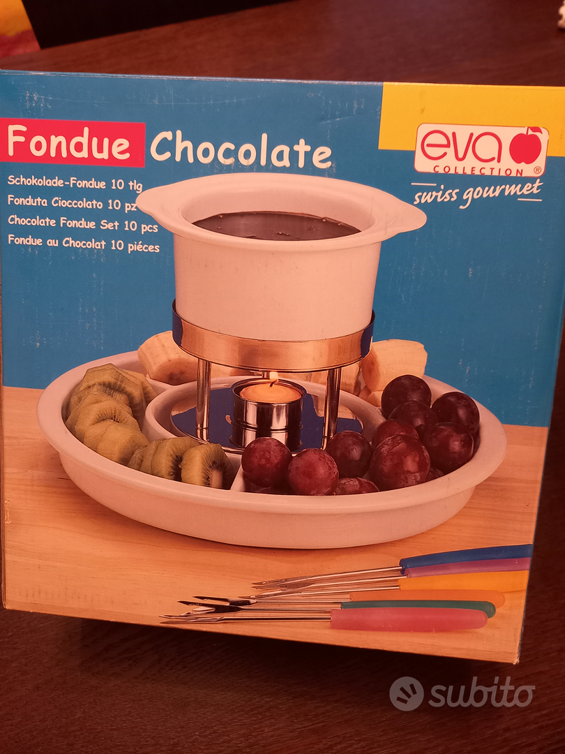 Set Fonduta Cioccolato In Ceramica Bianca - Con 2 Forchette Acciaio, Ideale Per Cene Romantiche - Foto 11