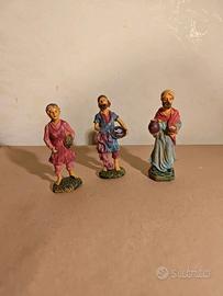 3 statuine per presepe napoletano natale addobbo