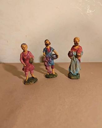 3 statuine per presepe napoletano natale addobbo