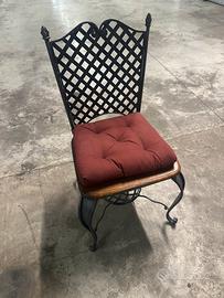 Sedia in legno e ferro battuto