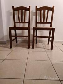 Set 4 sedie rustiche in faggio tinto noce e paglia