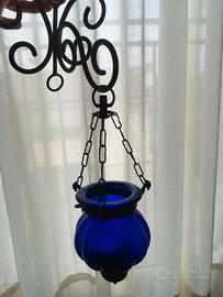 Porta candele blu da appendere