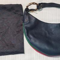 Gucci Borsa Hobo Mezzaluna Pelle Nera Web Stripe O