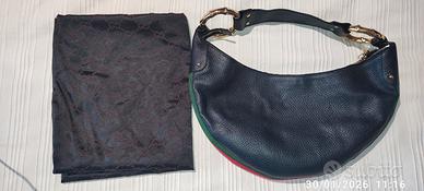 Gucci Borsa Hobo Mezzaluna Pelle Nera Web Stripe O